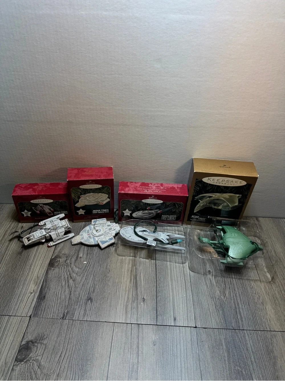 Vintage 1990s Hallmark Keepsake Star Trek Ornament (Lot 4x) RARE Blinking Lights